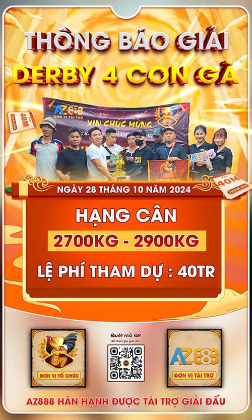 Thông Báo Giải DERBY 4 Con Gà Tự Do Tại CPC1 Ngày 28/10/2024