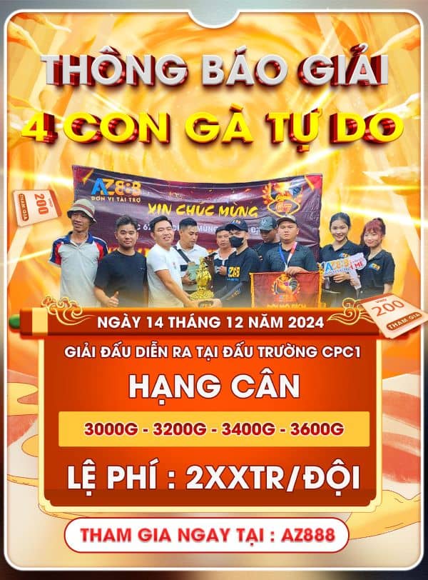 Thông Báo Giải 4 Con Gà Tự Do Tại Đấu Trương C1 Ngày 14/12/2024