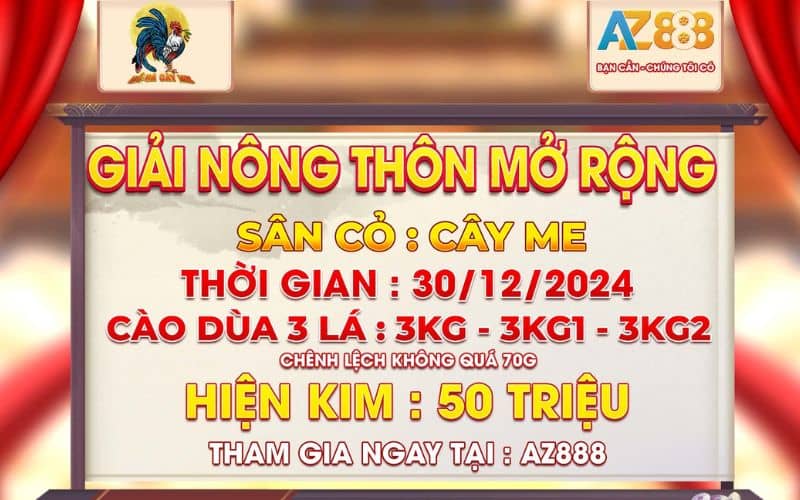 Thông Báo Giải Gà Nông Thôn Mở Rộng Tại Bồ Cây Me Ngày 30/12/2024